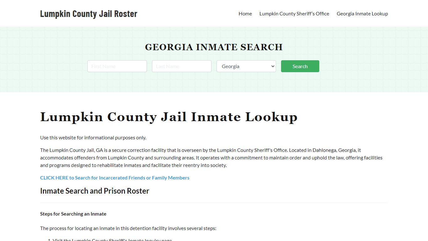 Lumpkin County Jail Roster Lookup, GA, Inmate Search