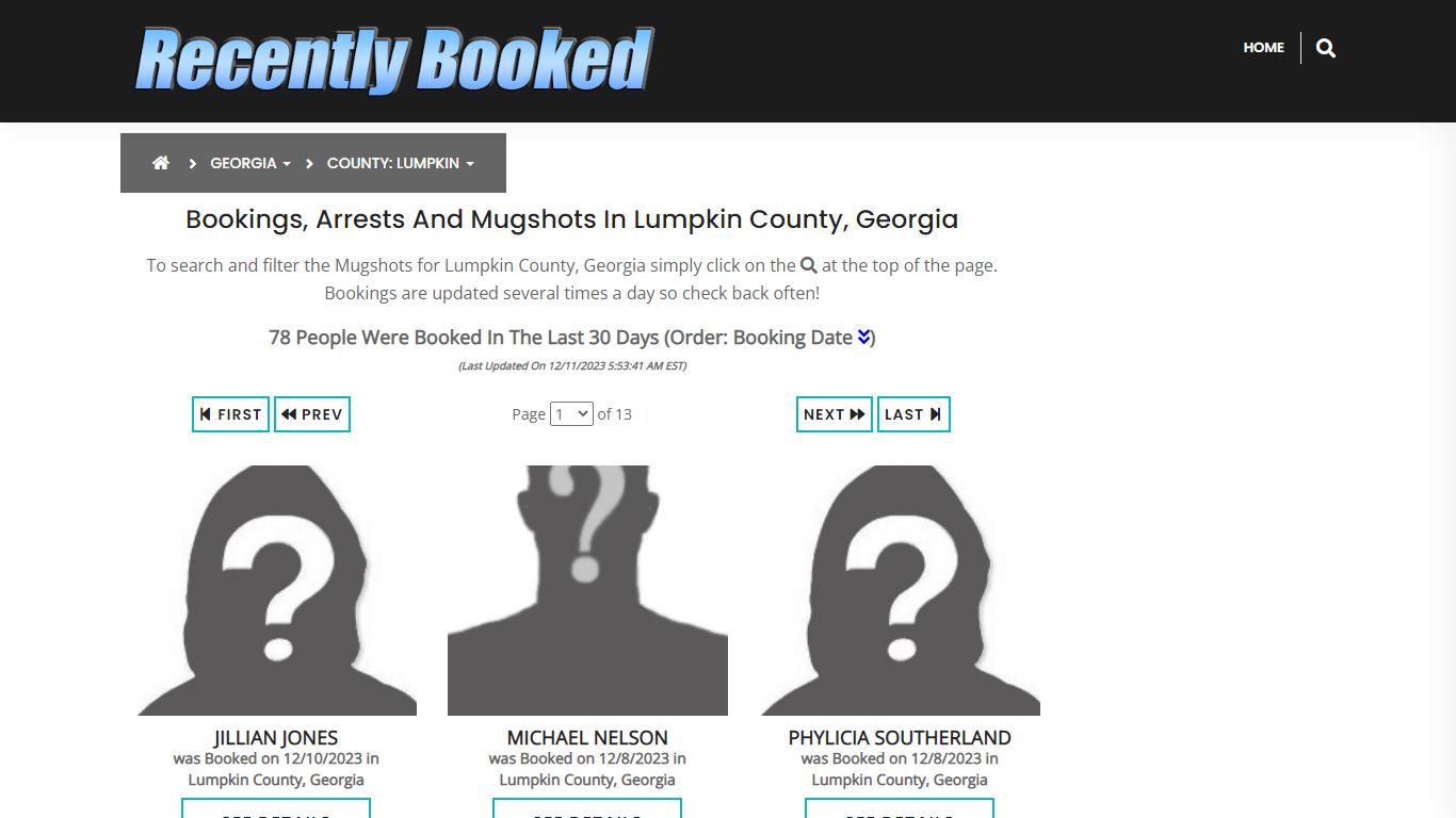 Bookings, Arrests and Mugshots in Lumpkin County, Georgia